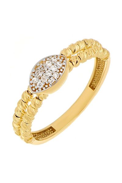 MOHI Fine Jewellery 14k yellow gold ring with transparent stones