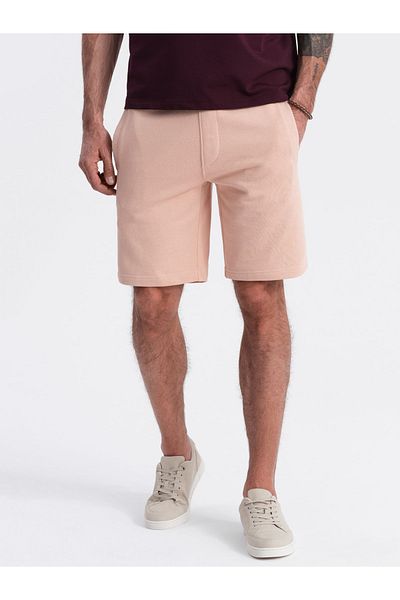 OMBRE Herren-Strickshorts mit Kordelzug und Taschen - Puderrosa V11 OM-SRBS-0139 M