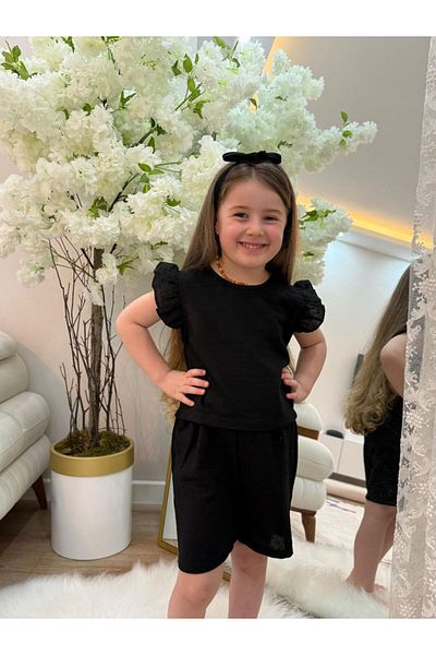 GÖKJOY BUTİK Shorts Included with Hair Band Summer 3-Piece Set