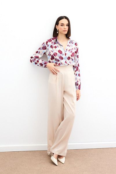 Sateen Cămașă Clasică cu Motiv - Roșu Claret