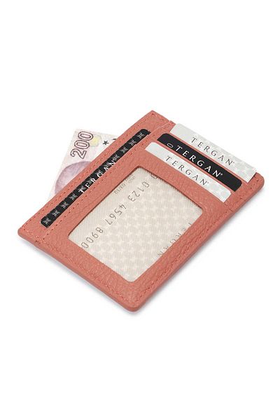 Tergan Pink Leather Unisex Credit Card Holder - S1Kk00001676-S2A
