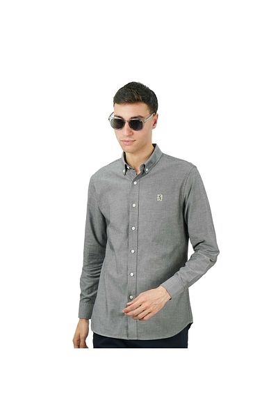 Giordano Men's Cotton Oxford Full Opening Long Sleeve Slim Fit Shirt