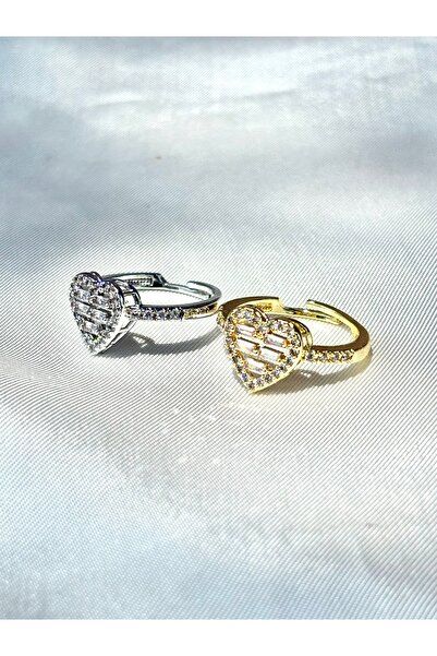 NEMOPHİLA Heart Zircon Stone Women's Steel Ring Adjustable and Stylish Design
