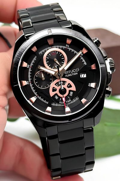 Ferrucci Function Men's Wrist Watch, Steel Band & Special Design, 3Atm Water Resistant Black Sdfer164