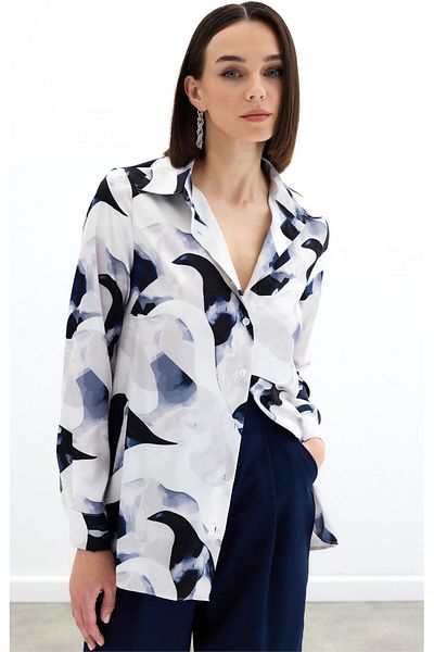 Sateen Cămașă cu model - bleumarin