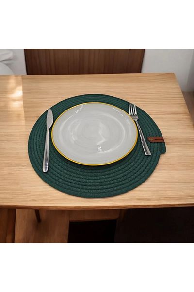 Wood Design American Service Runner 6-Piece Presentation Supla Green Set Knitted Plate Bottom Fireproof 31 cm
