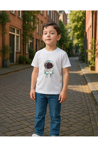 Windy Island Băiat guler rotund Astronaut cu imprimeu tricou
