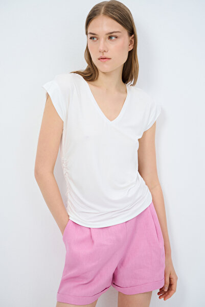 adL Yan Büzgülü Bluz