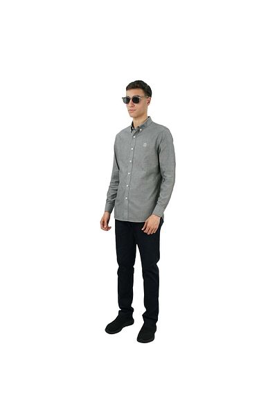 Giordano Men's Cotton Oxford Full Opening Long Sleeve Slim Fit Shirt