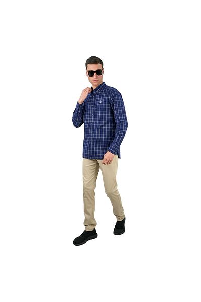 Giordano Men's Cotton Oxford Full Opening Long Sleeve Slim Fit Shirt
