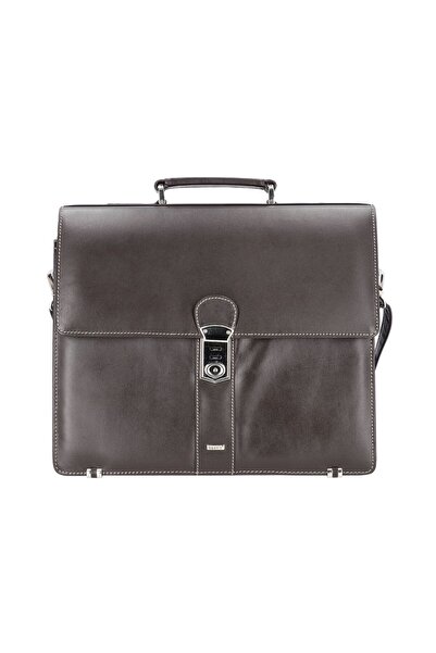Alassio Monaco 38 cm Brown Leather Laptop Briefcase with Large Compartment