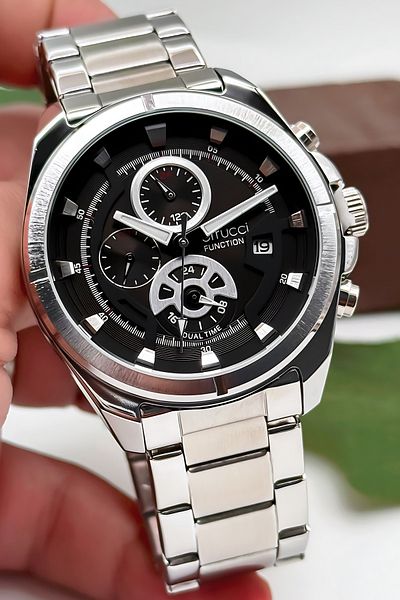 Ferrucci Function Men's Wristwatch, Steel Band & Special Design, 3Atm Water Resistant Silver-Black Sdfe