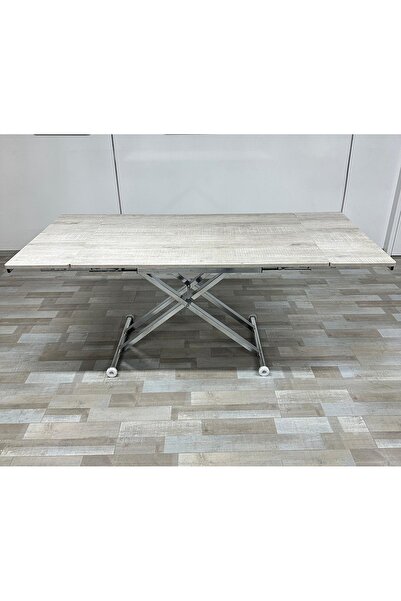 SEHPAM AKILLI Yan Baştan Açılır Akıllı Yemek Masası Oval Mdf Tabla Alt Mekanizma Metal Krom Kaplama