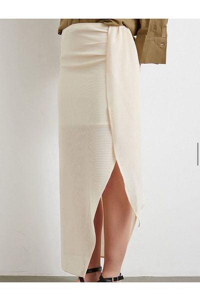 ALLEYTA Women's Sofia Slit Lined Linen Skirt