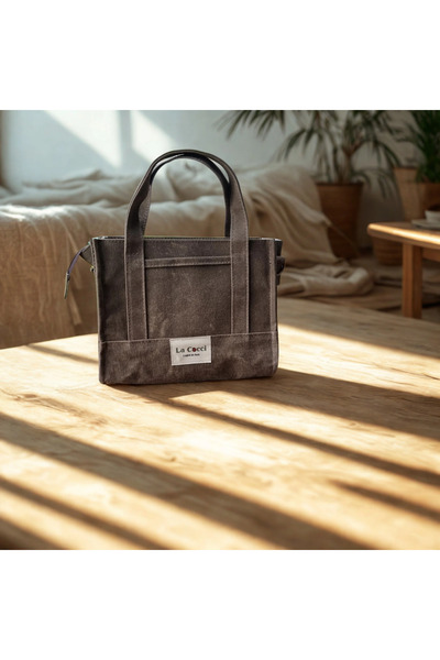 La Cocci Cocci Chic Midi Mumlu Kanvas El Çantası- Koyu Kahverengi