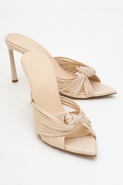 LuviShoes Audrey Beige Skin Women's High Heel Slippers