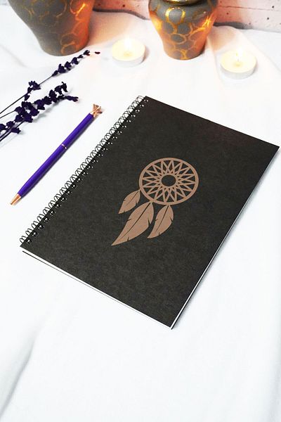markcat A5 Dream Catcher Black Kraft Cover Notebook - Unlined Notebook (120 Sheets) 15X21 cm - School Notebook