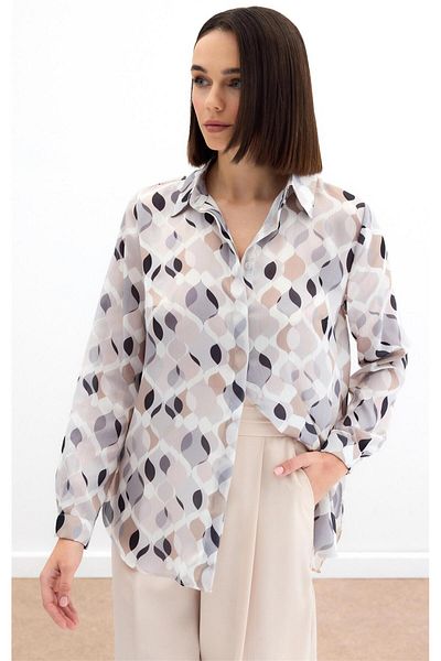 Sateen Patterned Classic Shirt - Beige