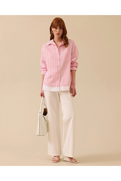 SEÇİL Çizgili Cep Detaylı Gömlek