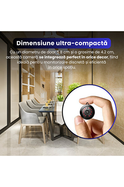 Spionescu Mini cameră de supraveghere WiFi 1080P, vedere nocturnă, detectare mișcare, audio bidirecțional
