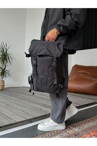 KAFF Black Waterproof Fabric Hiking Daily Outdoor Backpack with Laptop Compartment -1013