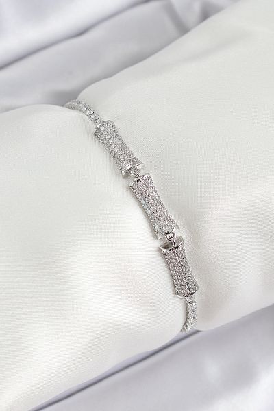 BESKAR Brass Silver Color Zircon Stone Bone Model Women's Bracelet