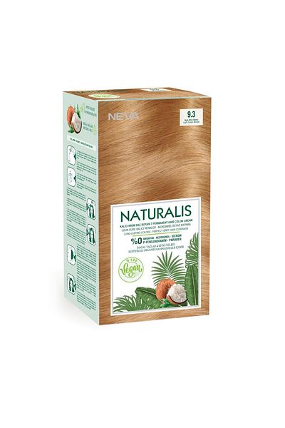 Neva Vopsea de păr vegană fără amoniac, Blond Auriu Deschis 9.3, Naturalis, Neva, 150 ml
