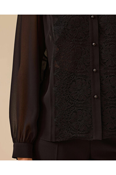 SEÇİL Πουκάμισο σιφόν με δαντέλα με λεπτομέρεια με κουμπιά