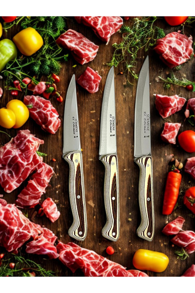 Sürmene SÜRMENE VERZALİT SAPLI 3'LÜ MUTFAK BIÇAK SETİ ET, EKMEK,SEBZE,DOĞRAMA