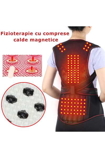 Influential Tech Vestă încălzitoare din turmalină cu 118 magneți, suport postural, unisex, M, neagră, reglabilă