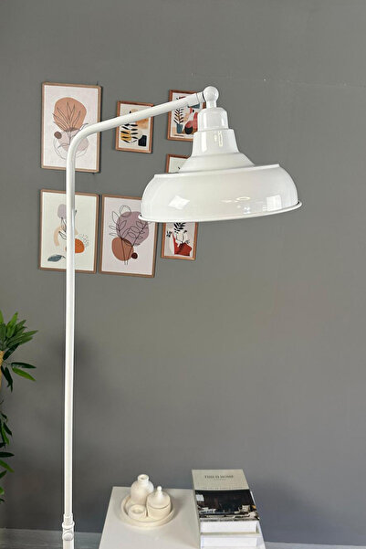 Bamyum Beyaz Lambader Düz Gövde Hareketli Başlık Modern Metal Oturma Odası Çalışma Odası Zemin Lambası