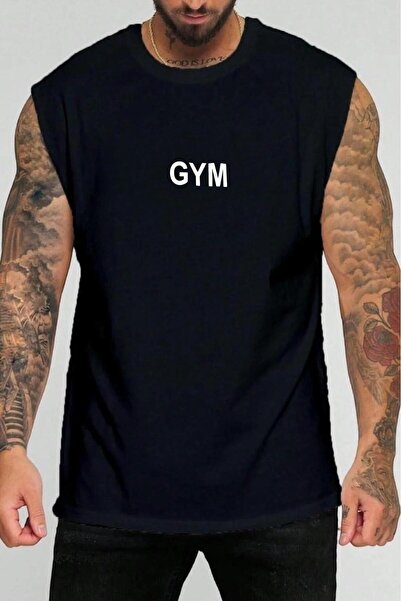 NO 601 Men's Black Sleeveless Embossed Gym Printed Tank Top Tshirt