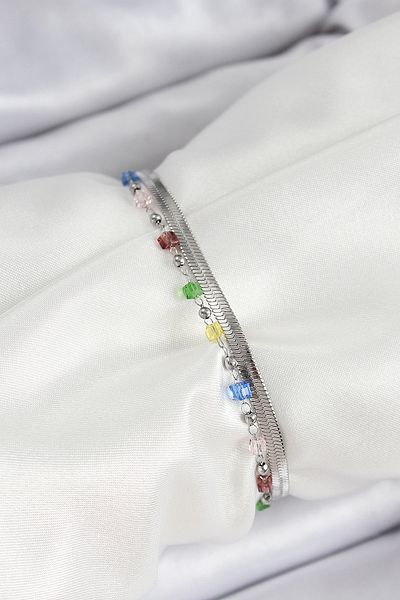 BESKAR 316L Steel Silver Color Mixed Color Crystal Stone Women's Bracelet