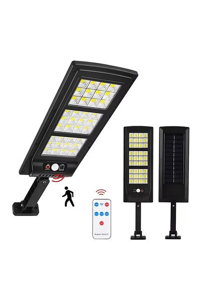HOZRO Lampă solară de perete HOZRO SL-144 COB cu senzor de mișcare, telecomandă, încărcare solară, 144 ultra-luminoasă