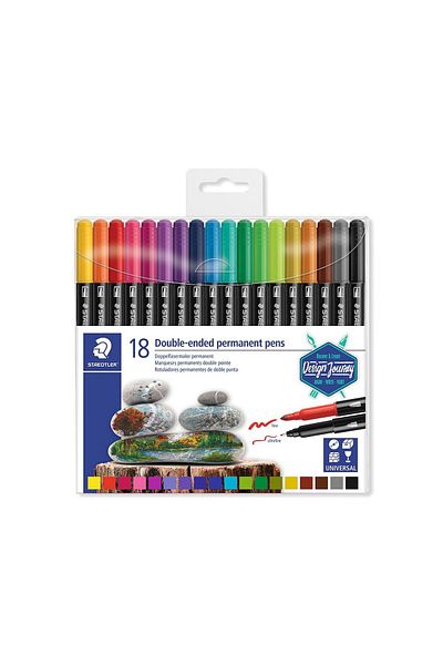 Staedtler Set de 18 markere permanente duble, Staedtler, culori asortate 3187-TB18