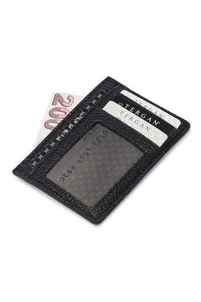 Tergan Black Leather Unisex Credit Card Holder - S1Kk00001676-A41