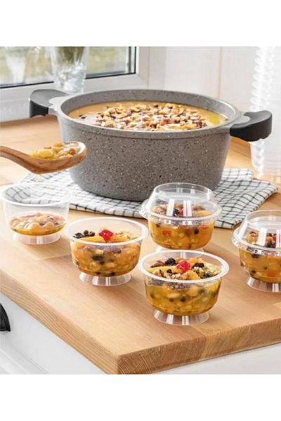ATG4X4 25 Pieces 200Cc Disposable Ashura and Dessert Container with Lid and Feet