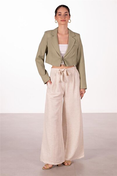 BARRELS AND OIL Tie-Up Linen Loose Trousers - Natural