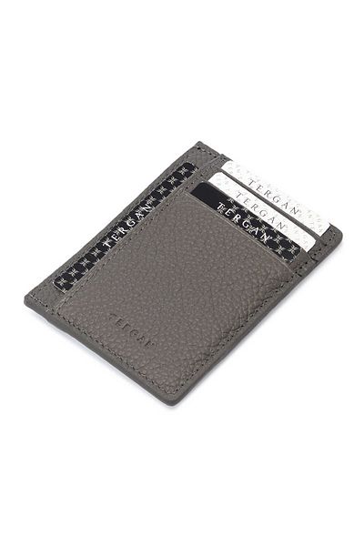 Tergan Gray Leather Unisex Credit Card Holder - S1Kk00001676-G35
