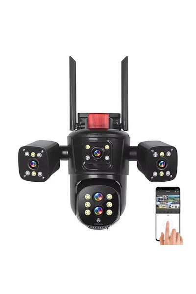 Spionescu Triple surveillance camera, P8, 16MP, 720 degrees, ultra HD 8K, Wi-Fi, night vision, motion sensor