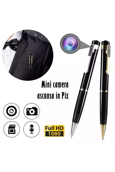 REVOSE Pix Spion cu Camera 1080 Full HD si Microfon, Inregistrare Audio Video, Foto, Aparat Spion