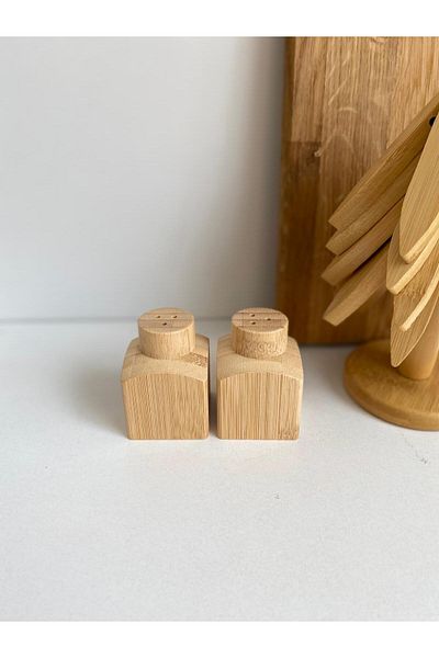 LEONEV Set of 2 Bamboo Salt and Pepper Shakers