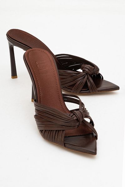 LuviShoes Audrey Brown Skin Women's High Heel Slippers