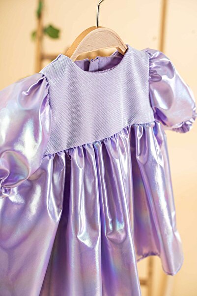 Mini Chics Bandanalı Parıltılı Kısa Kol Kız Bebek Elbise