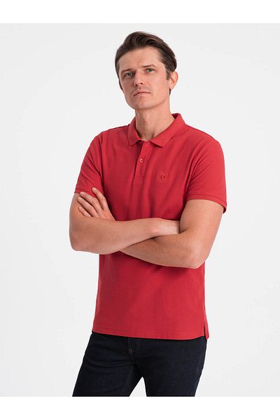 OMBRE Herren-Poloshirt aus Piqué-Strick - Dunkelrot V14 S1374 S