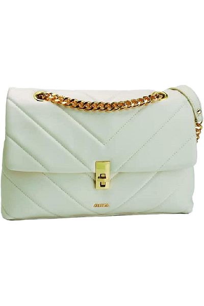 AMICA Adelina Women's Soft Quilted Leather Crossbody Shoulder Handbag with Gold Chain
