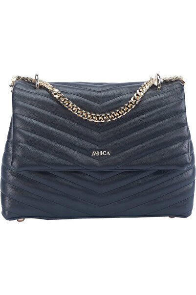 AMICA حقيبة يد جوليا الأنيقة المصنوعة من الجلد النباتي الفاخر للنساء باللون ا...