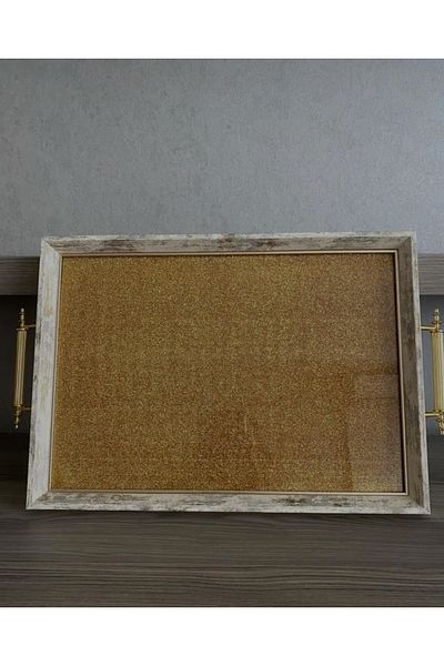 KÜBRAHOME'S Old Tin Tray with Gold Silvered Edges