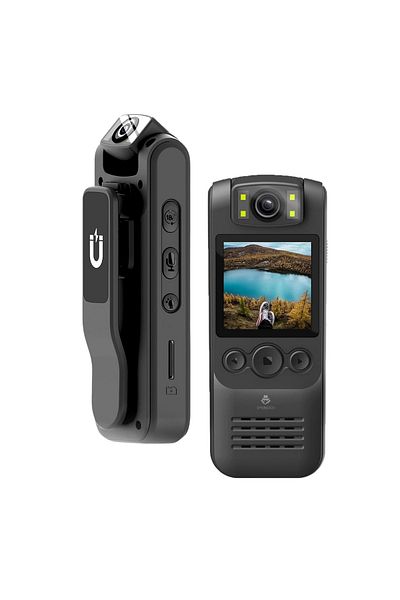 Spionescu Body camera, body cam 1080P, WiFi HotSpot, 1300 mAh battery, 180° wide angle, integrated flashlight,