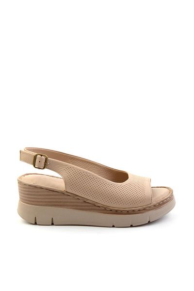 Bambi Beige Leather Women's Sandals K05299112603
